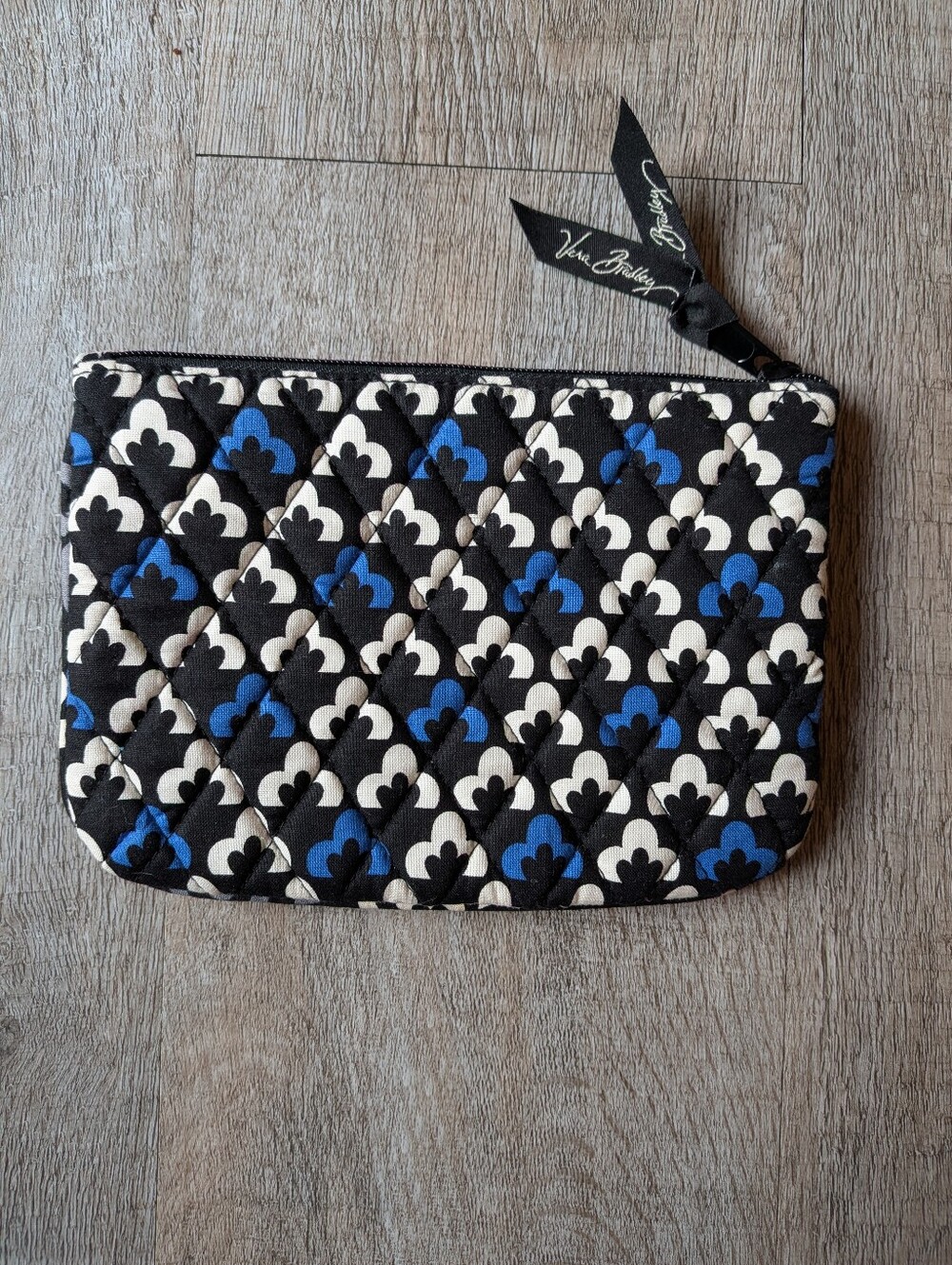 Vera Bradley Canterberry Cobalt Zip Closure Makeup Travel Pouch - Like New